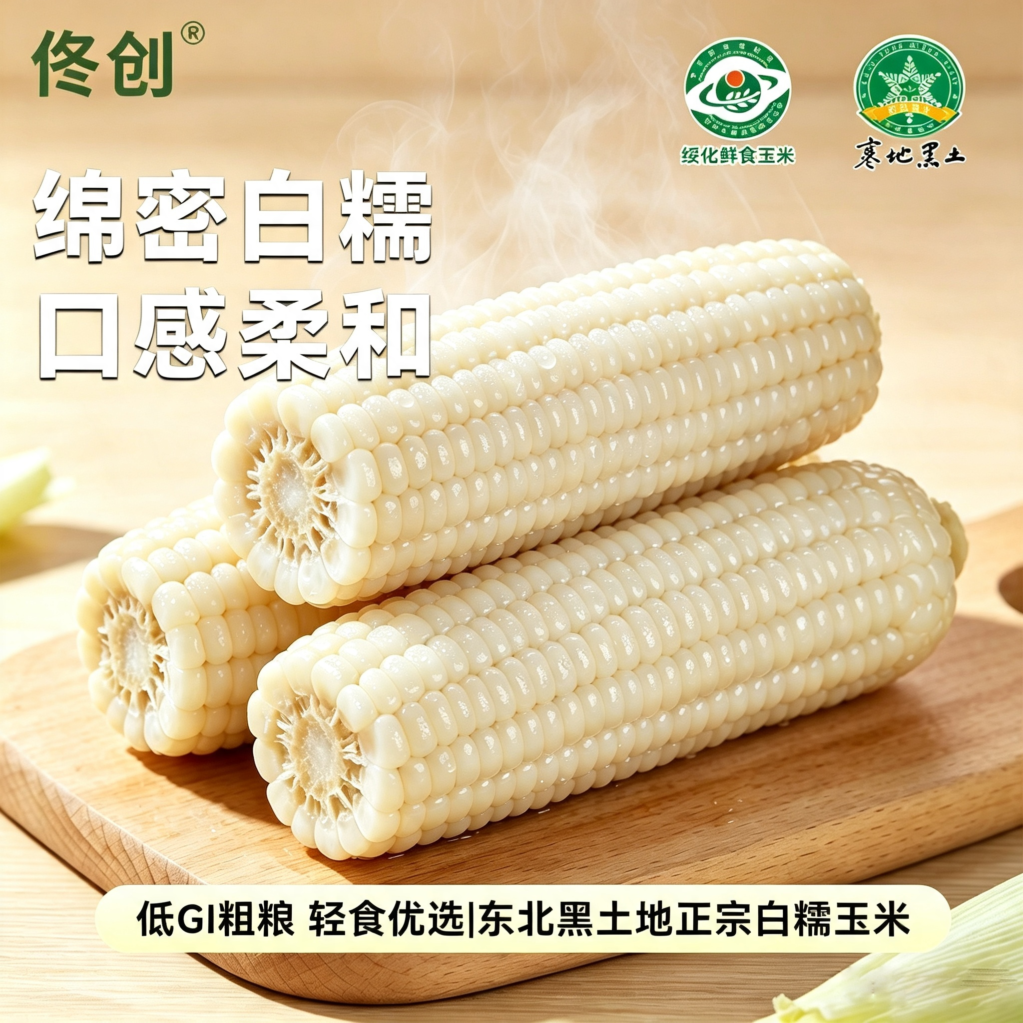 佟创东北白糯玉米棒 新鲜甜糯玉米棒 代餐轻食真空包装黏粘玉米 东北白糯玉米220g*10棒 京东折扣/优惠券