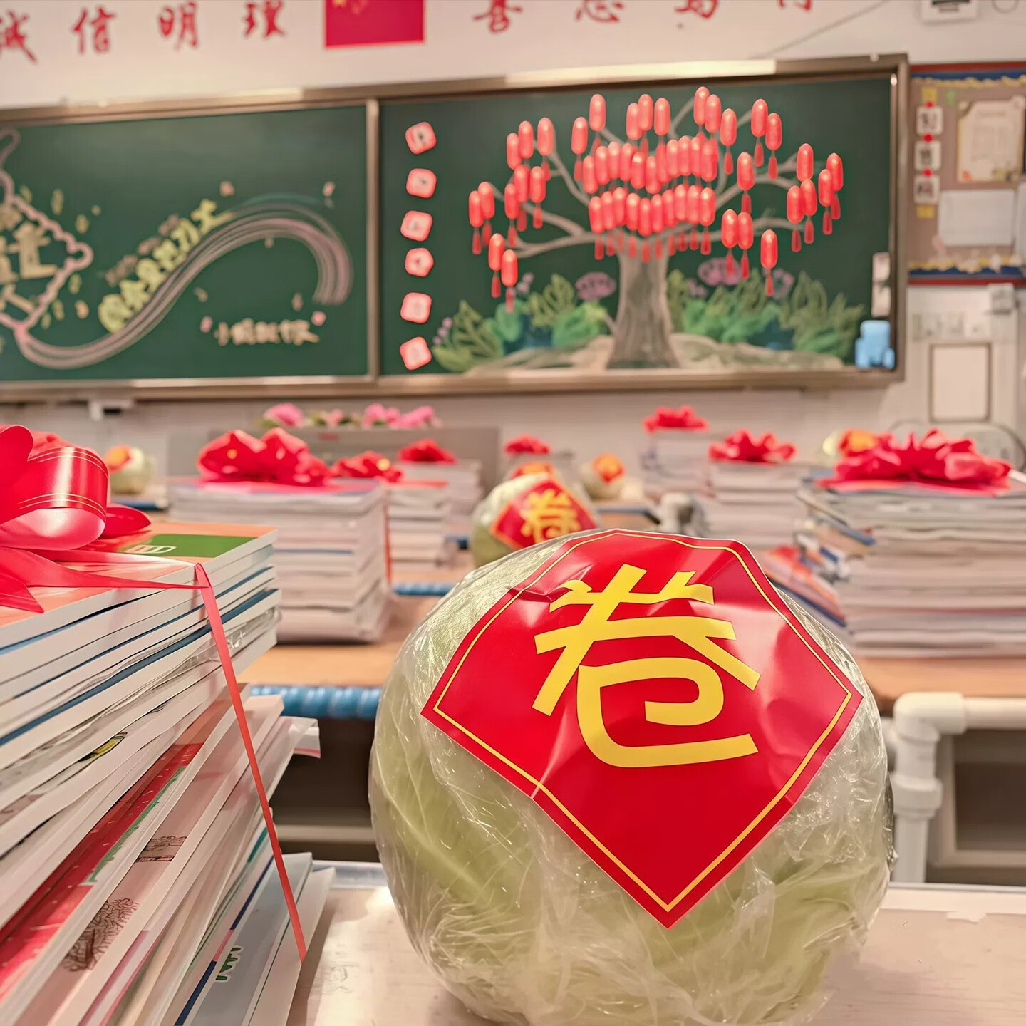 LOIKVE读书破万卷蔬菜谐音寓意贴纸开学季卷心菜大白菜不干胶贴仪式布置 【读书破万卷】不干胶贴纸50张