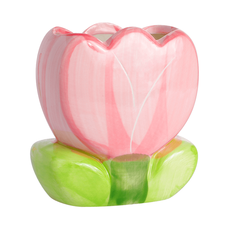 郁金香陶瓷筆筒花朵造型筆桶大容量桌面收納筒可愛(ài)女生筆架文具置物架兒童學(xué)生用書(shū)桌創(chuàng)意卡通擺件辦公室好物 花朵款/陶瓷款 1個(gè)裝