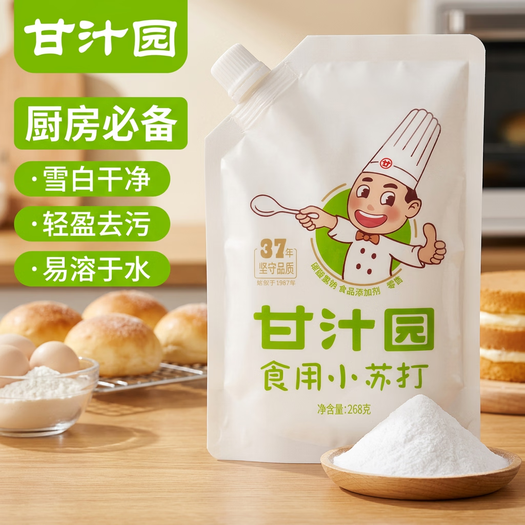 甘汁园烘焙专用食用小苏打268g调料食材发酵剂小苏打烘焙原料厨房必备