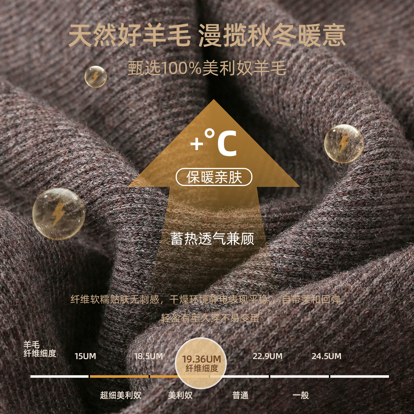 恒源祥【100%纯羊毛】羊毛衫男拉链半高领毛衣秋冬季加厚款保暖针织衫男 中咖 L /175/92A