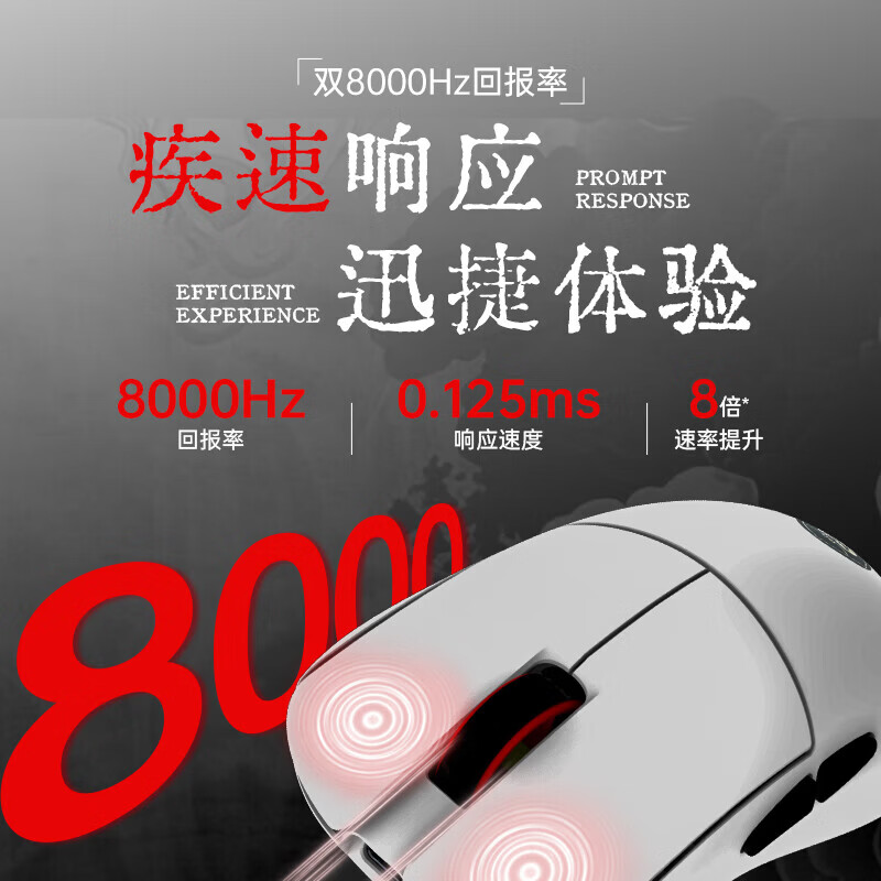 吾空PAW3950无线三模鼠标S1电竞双8K轮询率30000DPI长续航高阶轻量化游戏电竞办公有线/2.4G/蓝牙 白色