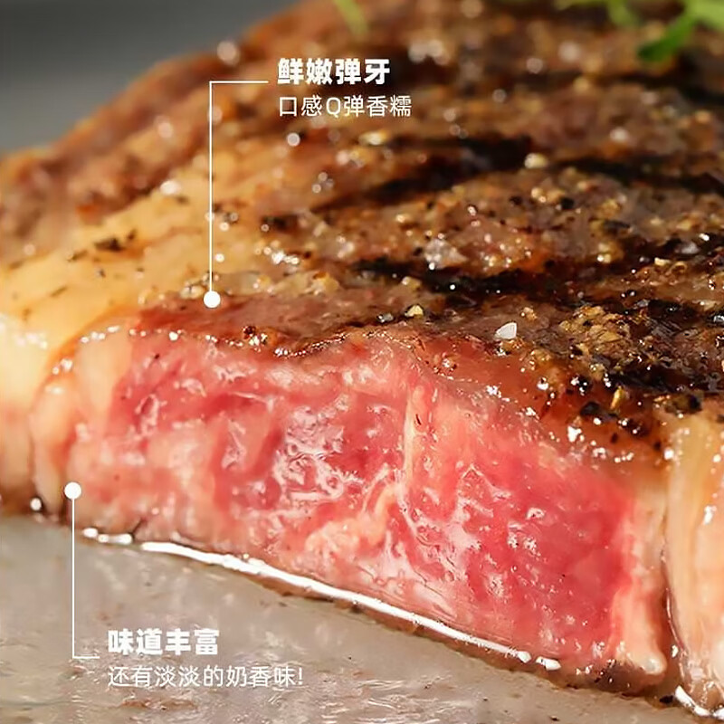 鲜京采惠选 南美Minerva草饲原切眼肉牛排1kg 2.5cm厚切 商品图片4
