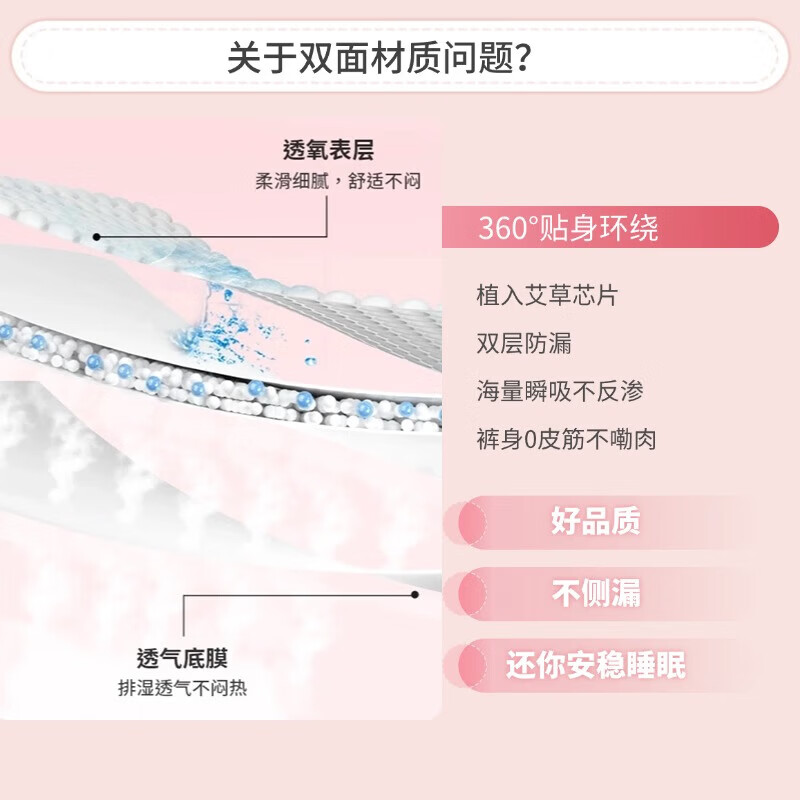 期约 安心裤M/L均码 安睡裤夜安裤 超长夜用 裤型卫生巾 M-L码 2片 80-110斤