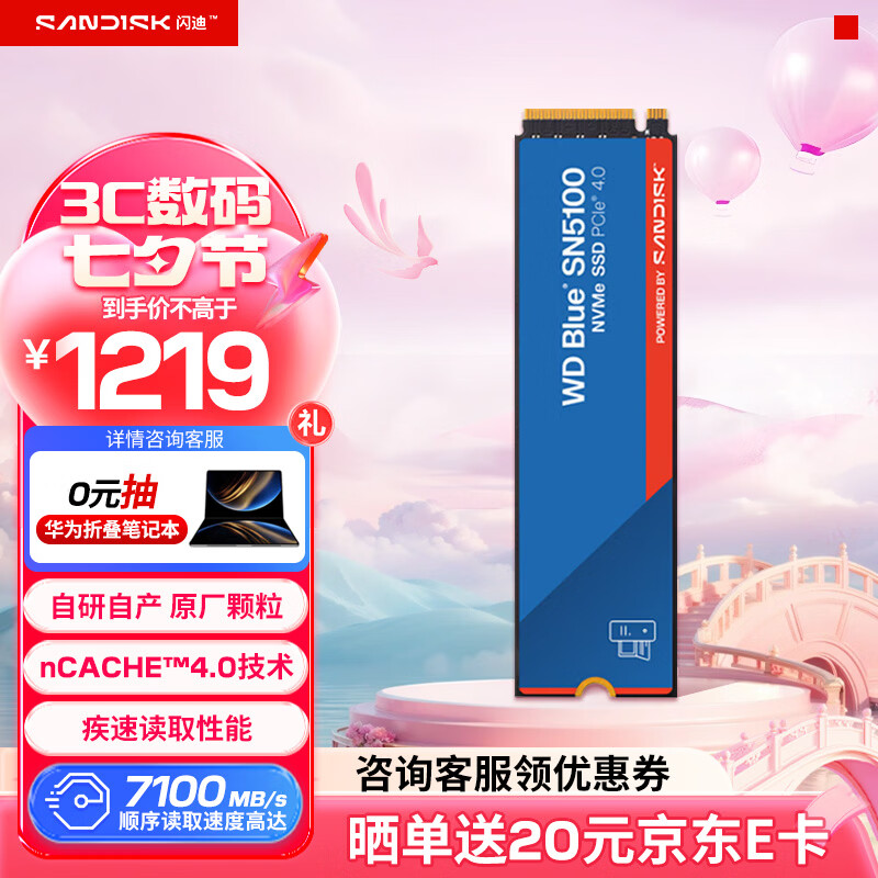 西部数据（WD）SSD固态硬盘 闪迪SN5100 M.2接口 台式机笔记本固态硬盘 AI电脑配件 SN5100 1TB