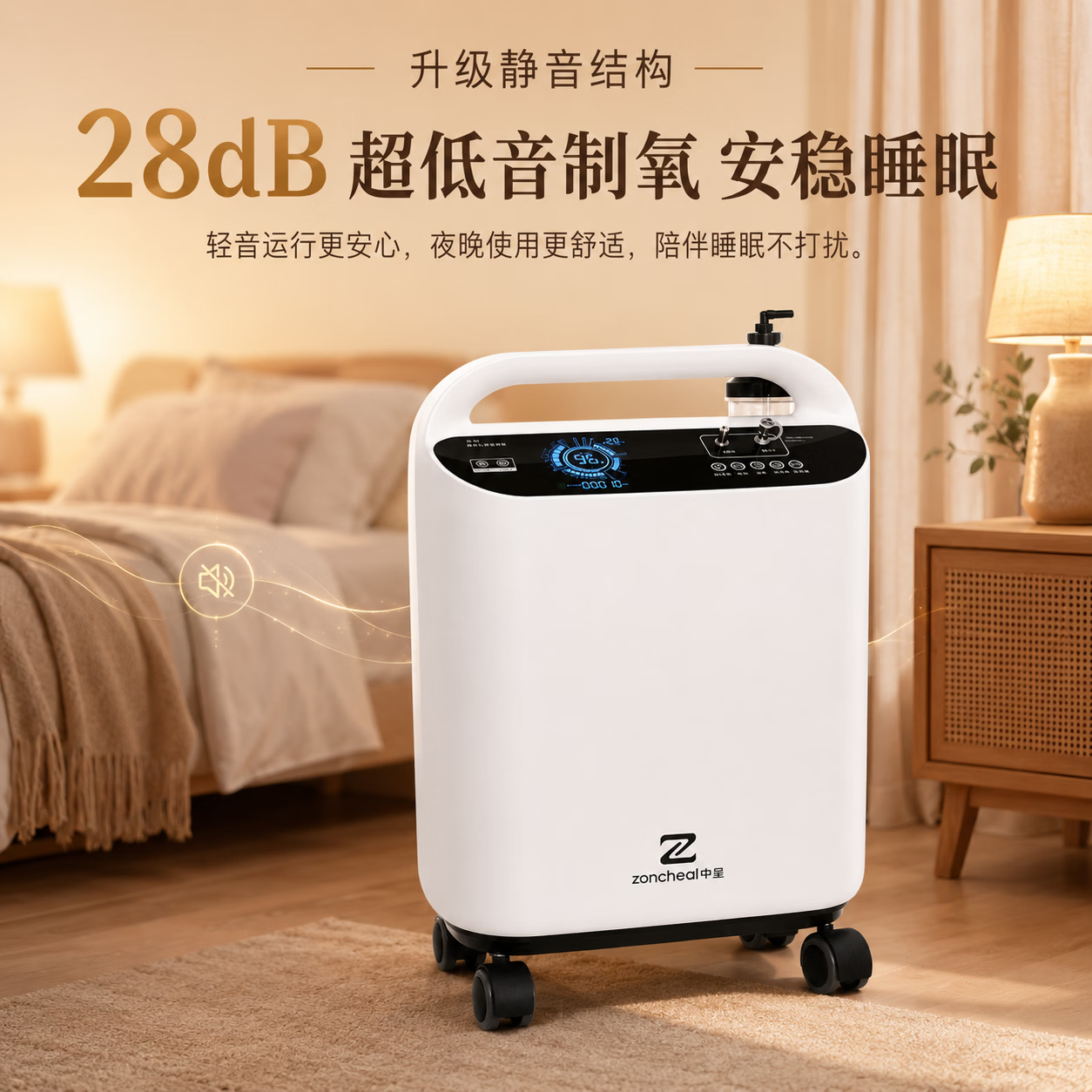 中呈(zoncheal)医用制氧机5L升家用老人医用级氧气机雾化心肺病用氧 制氧机 SL-3A-520