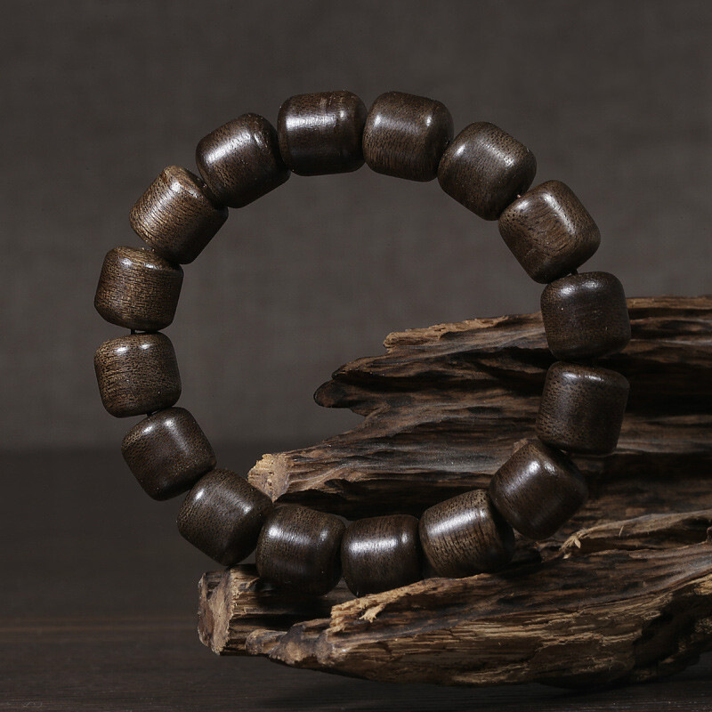 正宗印尼加里曼丹密纹老料沉香手串 桶形佛珠木手链 保真天然男女