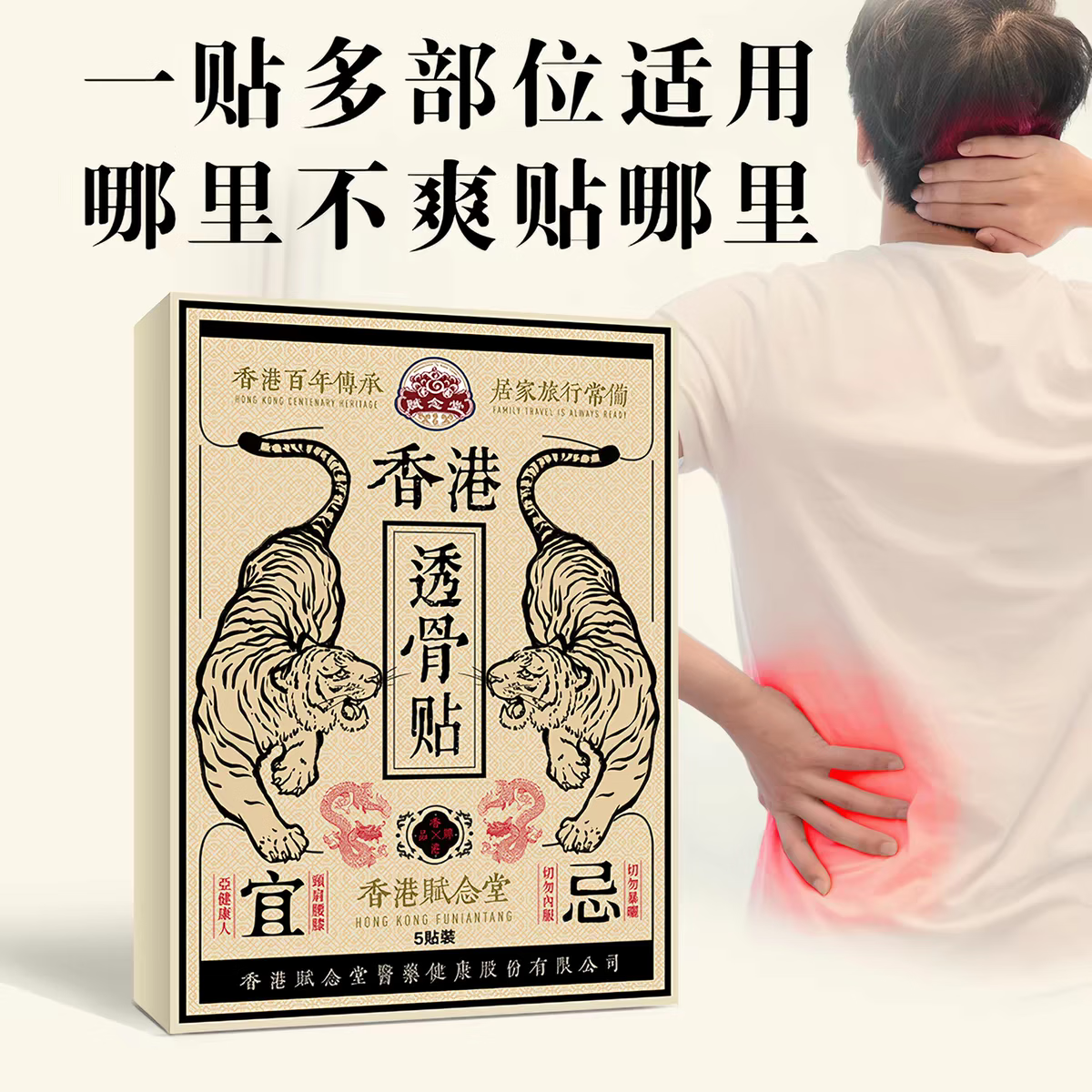 赋念堂肩颈贴赋念堂透骨贴腰椎颈椎香港草本植物萃取颈肩腰腿痛关节不适 十盒装