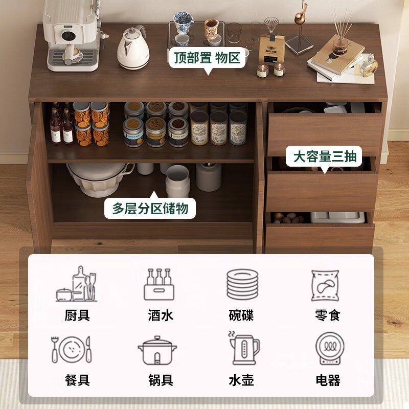 窄款餐边柜靠墙收纳柜餐柜家用木质斗柜现代简约客厅一体2026新款 【四门窄款】暖白色120CM