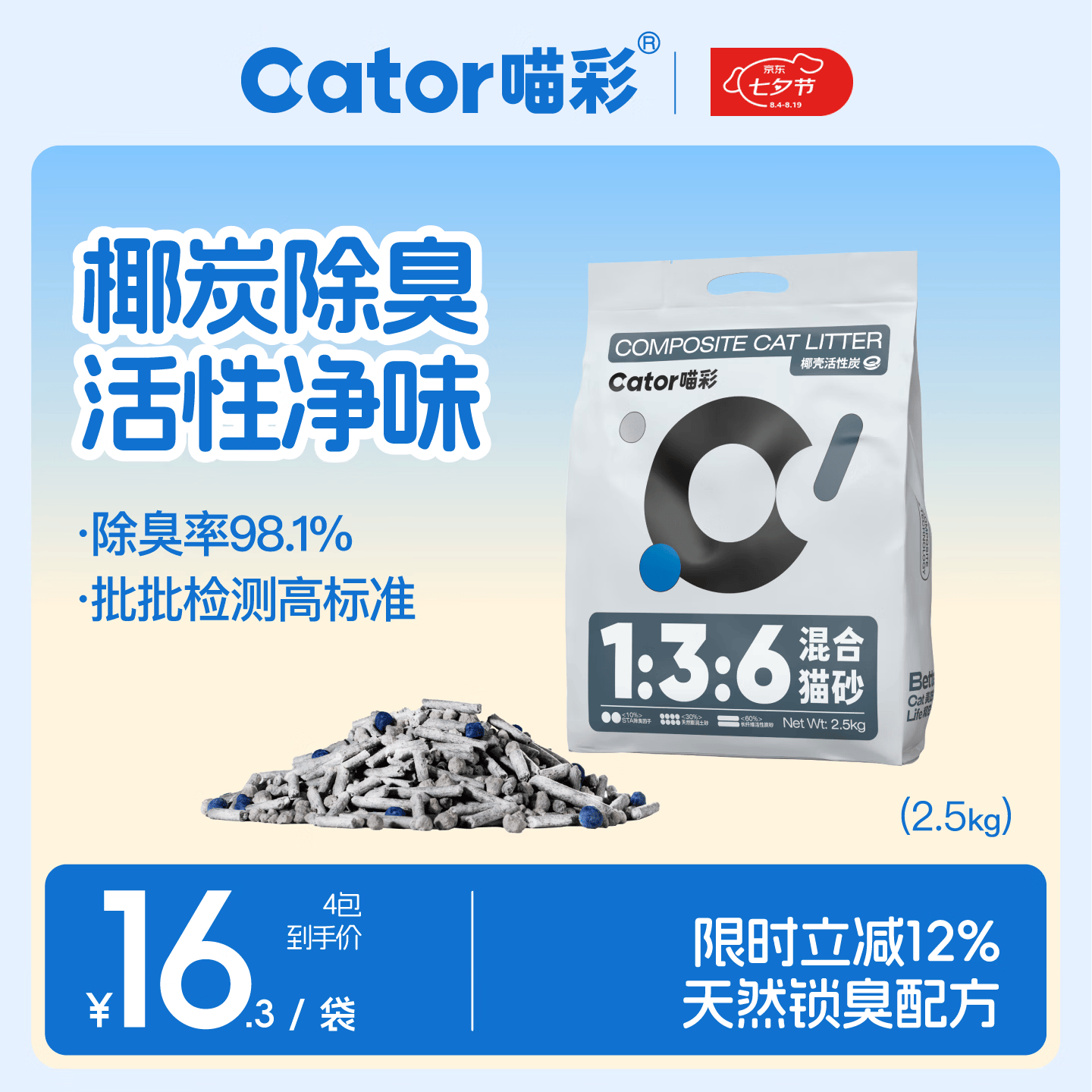 喵彩活性炭混合猫砂2.5kg*4拍1 40.2元，喵彩咖啡混合猫砂2.5kg*4拍1 40.2元 - 86线报