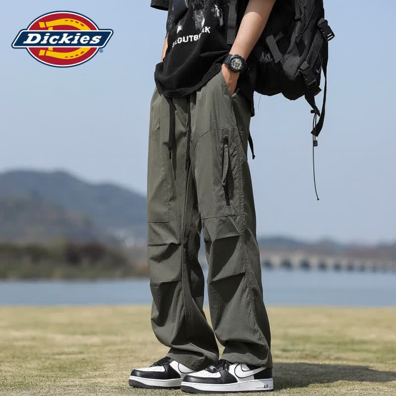 Dickies帝酷适休闲裤男士秋季薄款宽松直筒潮牌工装裤子冲锋裤男 军绿 XL 推荐125-145斤