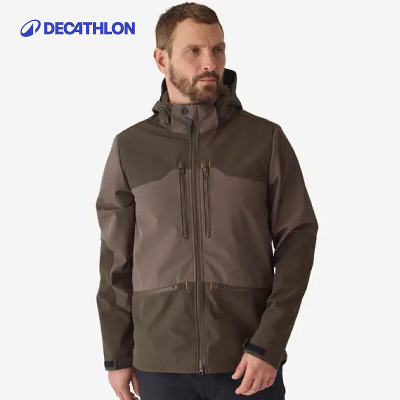 迪卡侬男款软壳衣防水保暖外套SOFTSHELL 狩猎夹克 500  棕色 L