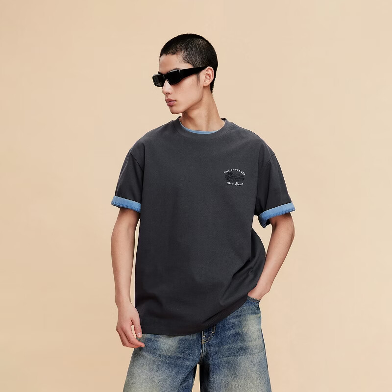 杰克·琼斯(JACK&JONES)夏季短袖男士T恤合集 226201109E44黑砂色 S (170)