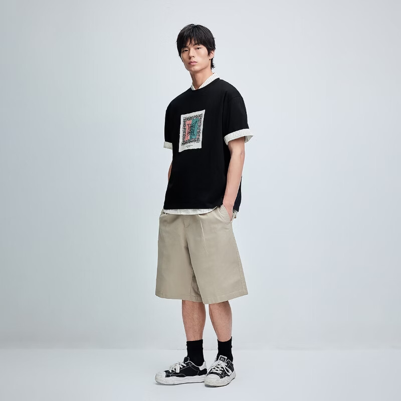 杰克·琼斯(JACK&JONES)男装夏季短袖T恤合集 226201191E40黑色 常规 XS (165)