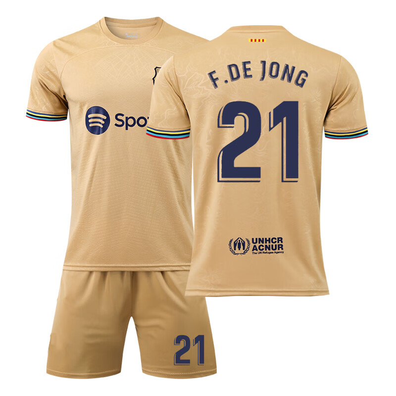 球衣队服训练儿童足球服套装男女定制印字印号 22-23德容21号(客场) l