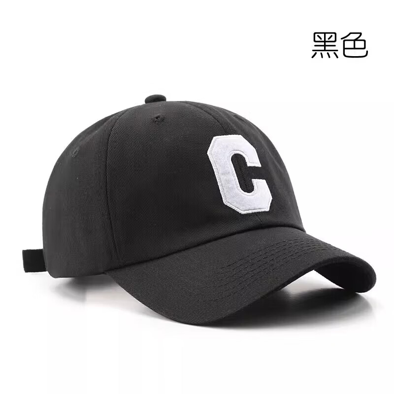 |【严选直发】C标棒球帽男女大头围显脸小时尚百搭防晒遮阳帽子韩 简约棒球帽-黑色-1件（裸装） 均码