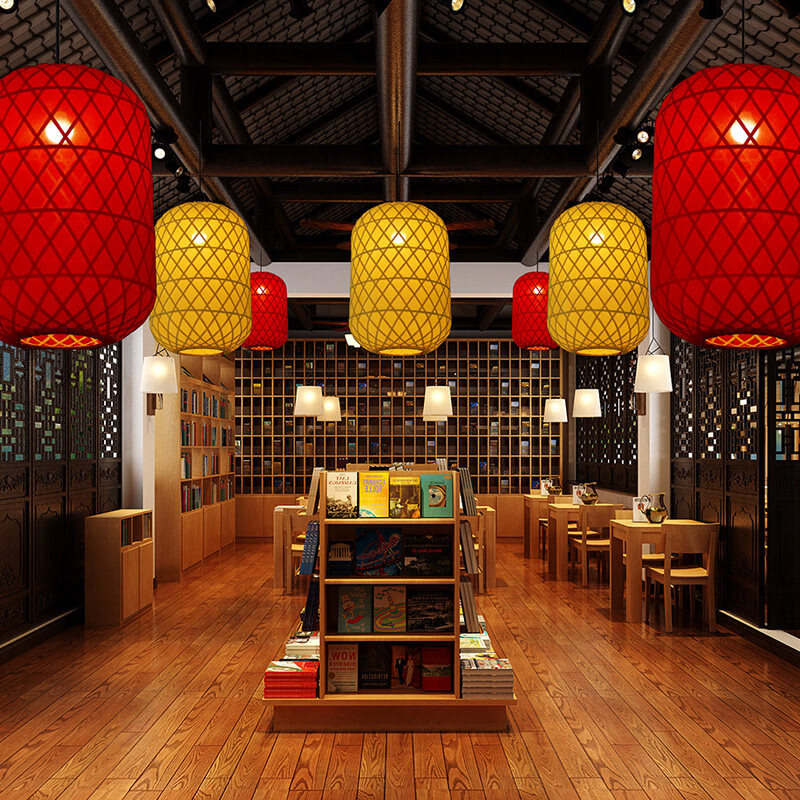 手工竹编灯笼古风吊灯广告印字饭店大排档竹子饭厅火锅店 直径25高度(黄色) 40cm