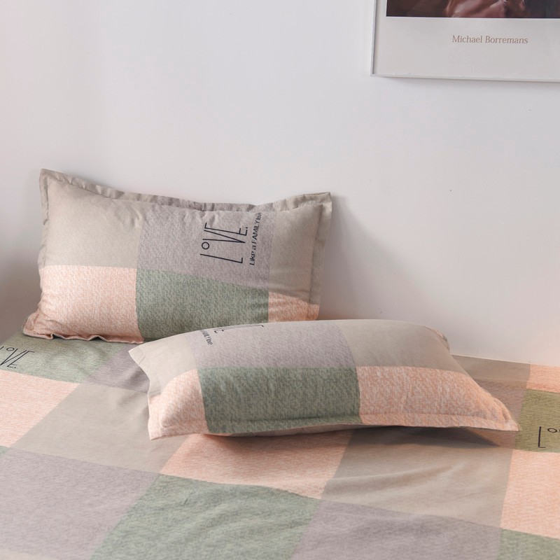 多兰诗(Duolanshi)春秋磨毛四件套 斜纹印花卡通套件被套床单宿舍四季床上四件套 方格日记 2.0米 床单款 /被套200*230 四件套