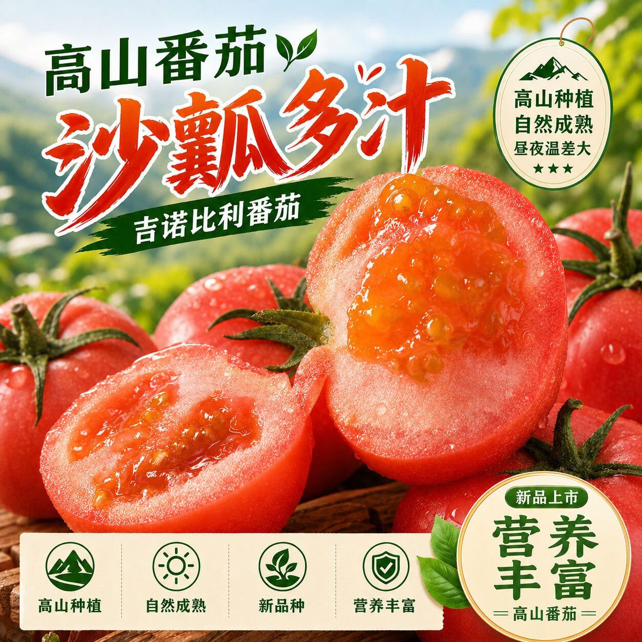 誉福园高原自然熟吉诺比利西红柿生吃富硒新鲜沙瓤番茄生鲜蔬菜酸甜水果 净重4.5斤丨大果(9枚)