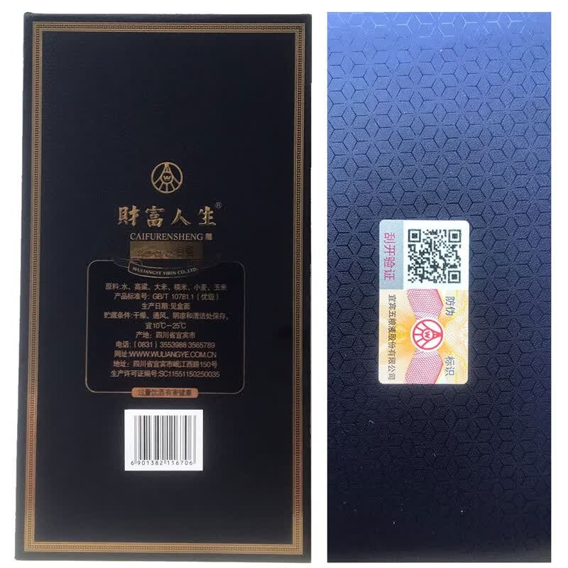 五粮浓香五粮液财富人生浓香型白酒四川名酒 52度 500mL 2瓶 两瓶装蓝钻