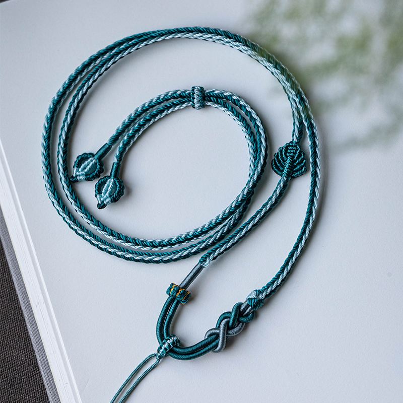 全手工编织吊坠绳子项链绳无事牌翡翠玉吊坠挂绳男高档女高货绳 青碧