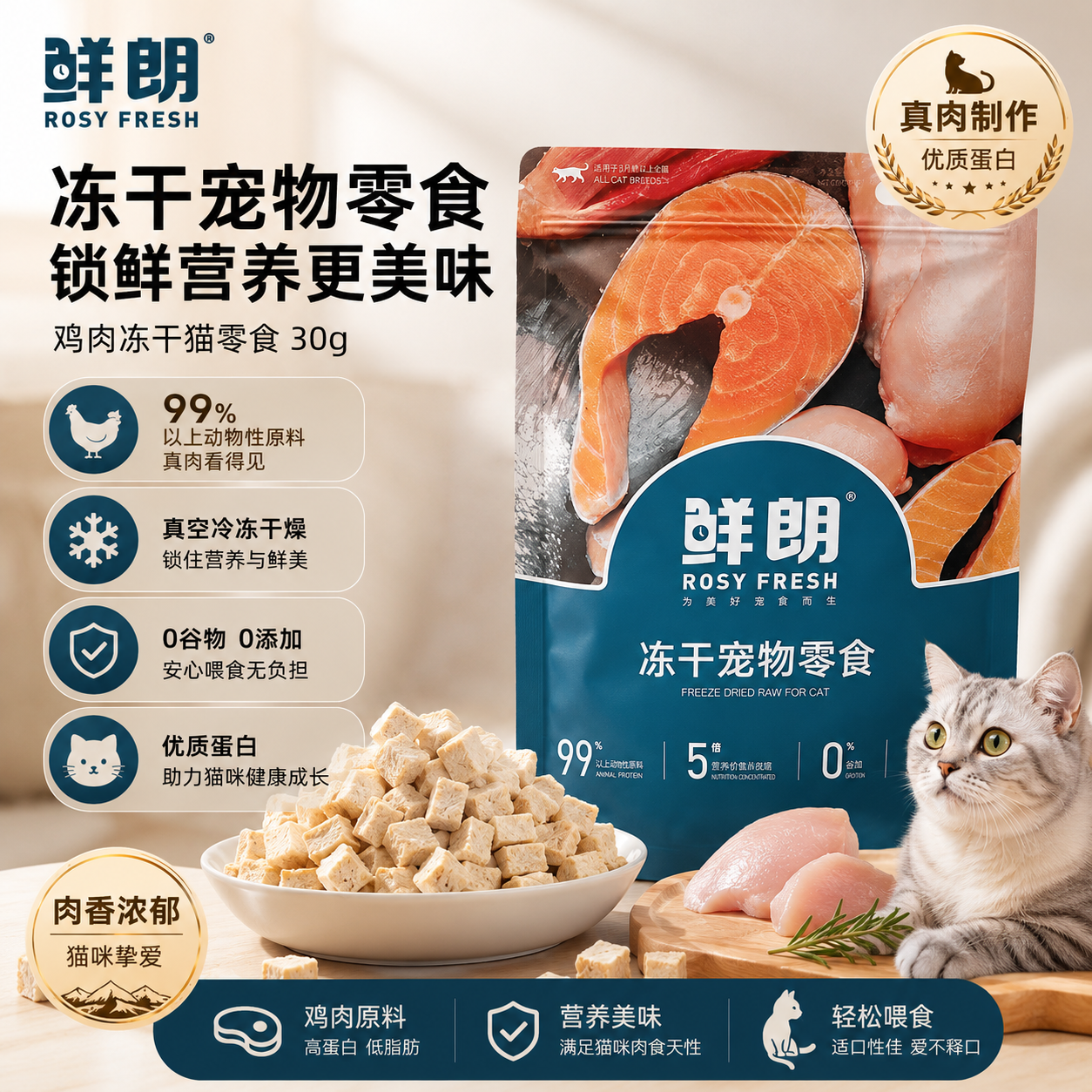 鲜朗鸡肉冻干30g*5 17.9元 - 86线报