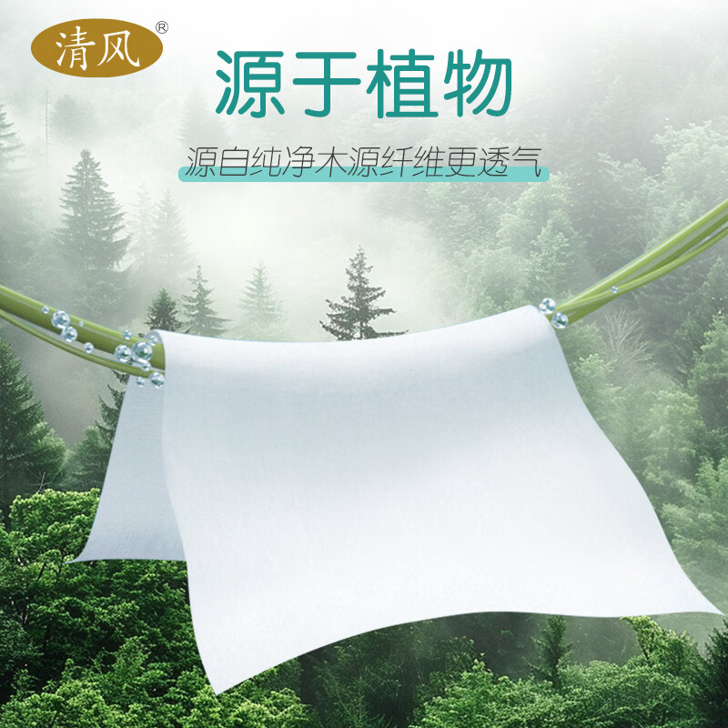 清风一次性洗脸巾挂抽两用柔软平纹干湿两用温和不刺激宝宝洗脸巾M码 【经典M码】 100抽*2包