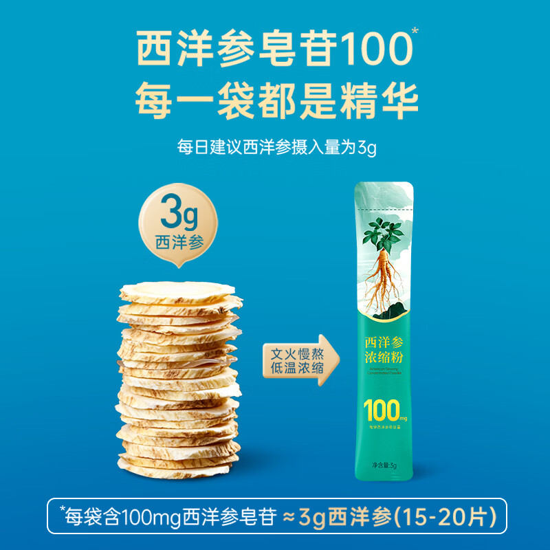 仲景元气西洋参浓缩粉皂苷100mg 红参人参花旗参茶滋补【中秋礼盒】 【感受好状态】 3g*10袋