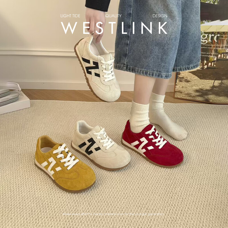 西遇（Westlink）超火德训鞋女新款春季系带厚底运动阿甘鞋百搭休闲鞋女款 黄色 付款20天 39 (245)