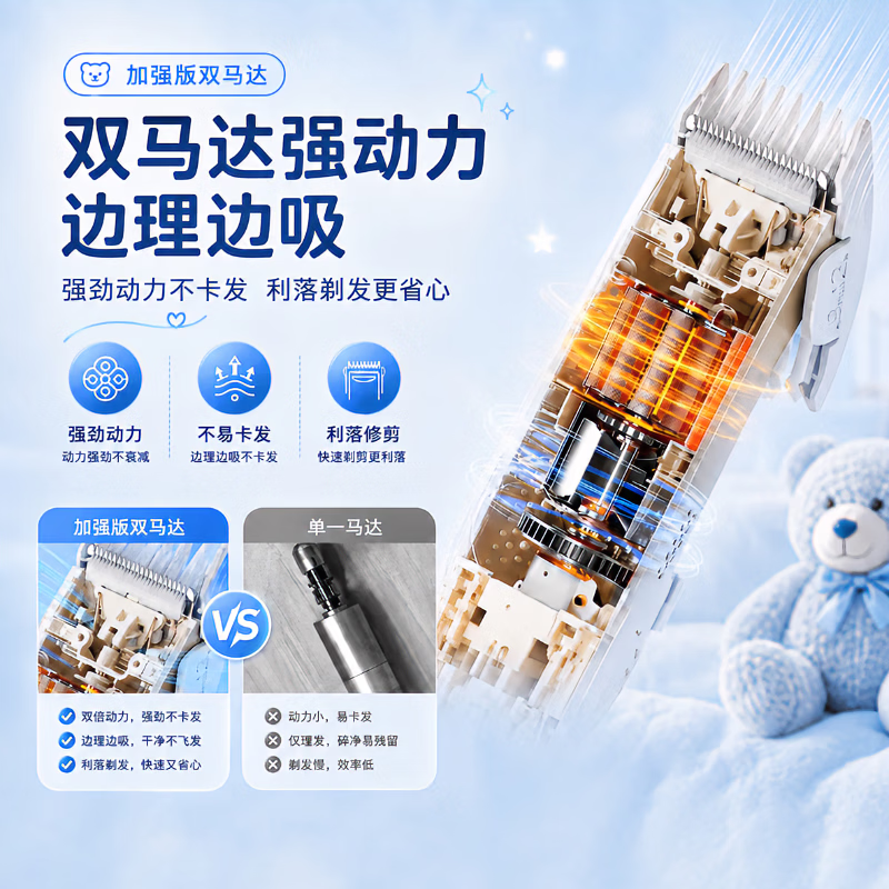 DIKTT德国婴儿理发器0-3岁不伤头皮可剃胎毛超静音自动吸发陶瓷刀头不伤头皮剃胎毛专用新生儿童专用 主推【数显自吸发】顶配9代 轻音0卡发+不伤头皮