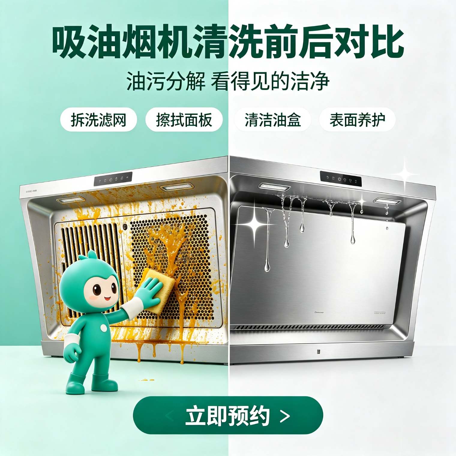 京东家电清洗 油烟机高温清洗 上门清洗油烟机 清洗顶吸油烟机 侧吸油烟机 集成灶全拆清洗 联系客服预约时间 顶吸式油烟机清洗1台 上海 1小时 1次