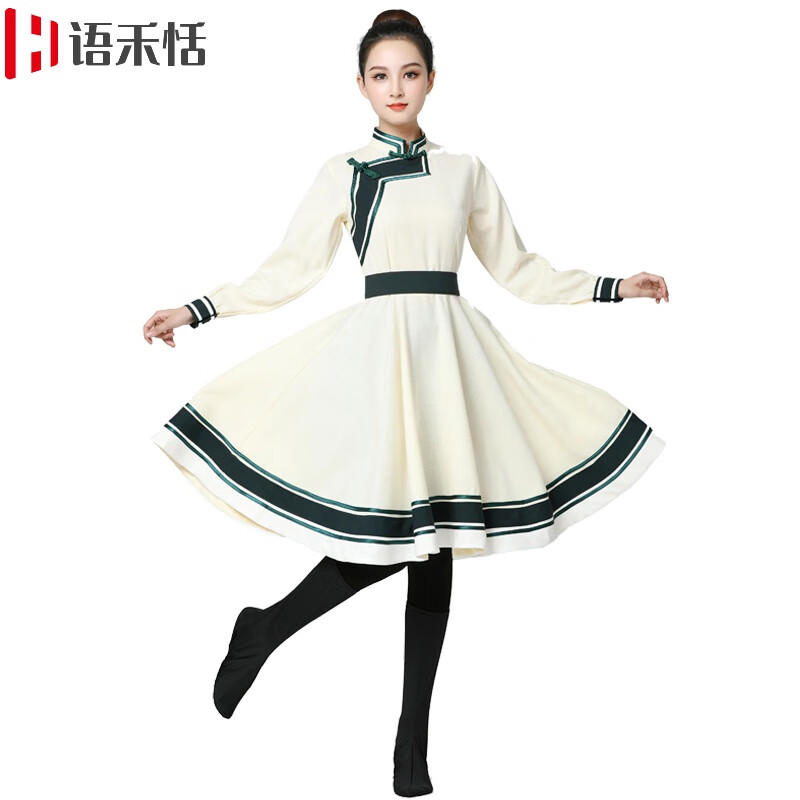 语禾恬蒙古族舞蹈服装女56个民服大裙摆裙民风蒙表演出长裙 1号女款