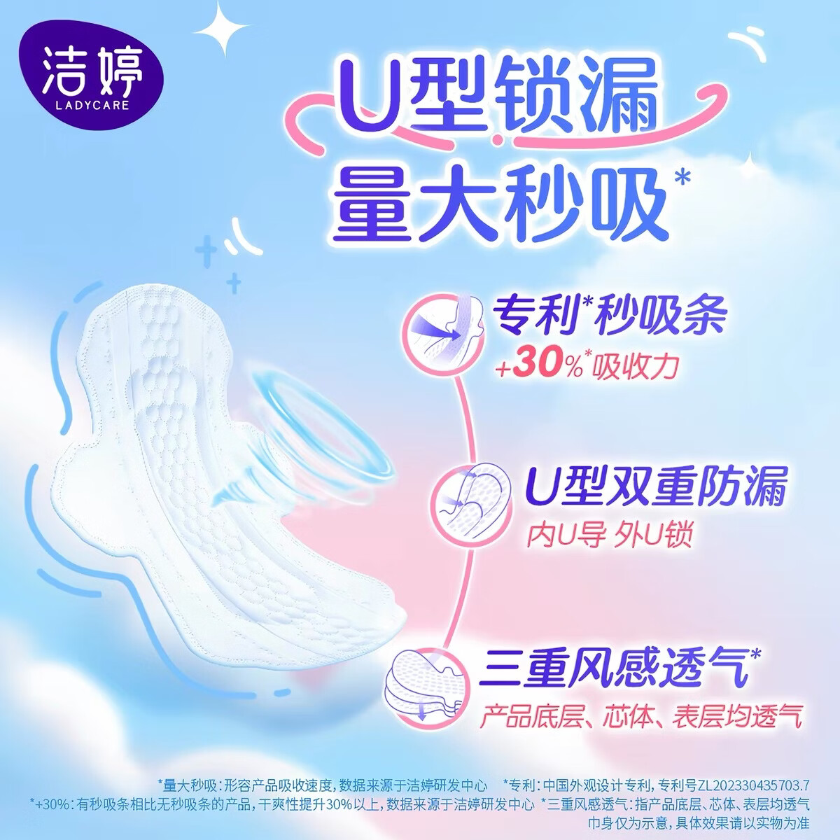 洁婷卫生巾樱花透气双U消毒级甜睡姨妈巾迷你巾瞬吸干爽 【纯245日用组】基础款透气双U/消毒级/吸隐力到手38片
