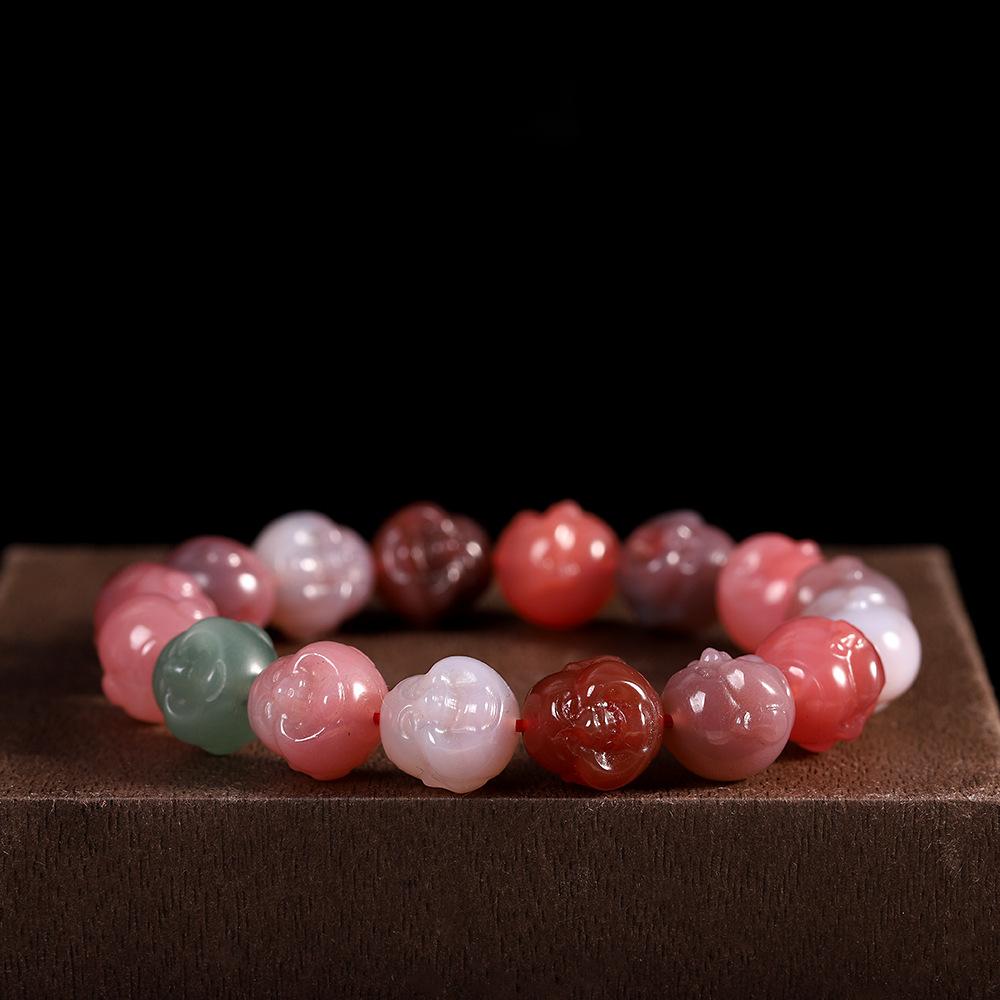 手串手链玛瑙女盐源老单圈雕刻笑脸佛头复古简约男 71 手串