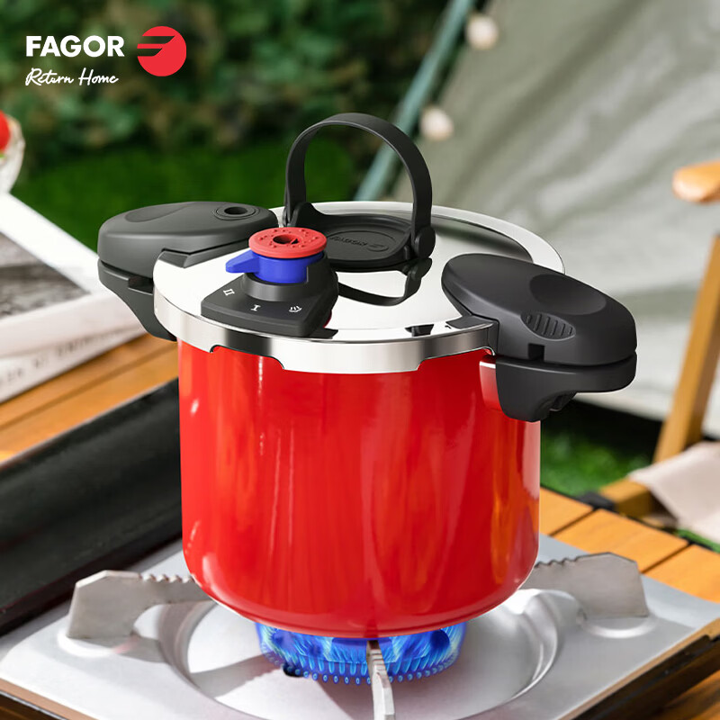 FAGOR法格不锈钢调压珐琅高压锅3.5L家用防爆安全红色珐琅锅炖肉煲汤 红色 17cm