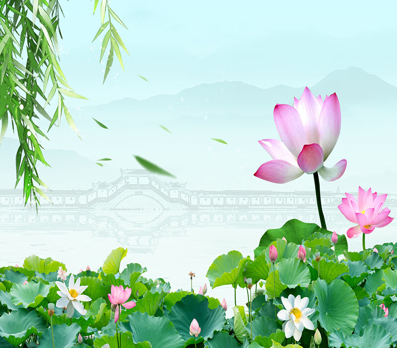 远嘉妮新背景布立体主播墙纸布主竹林室外风景中秋t 按图发货2宽15高