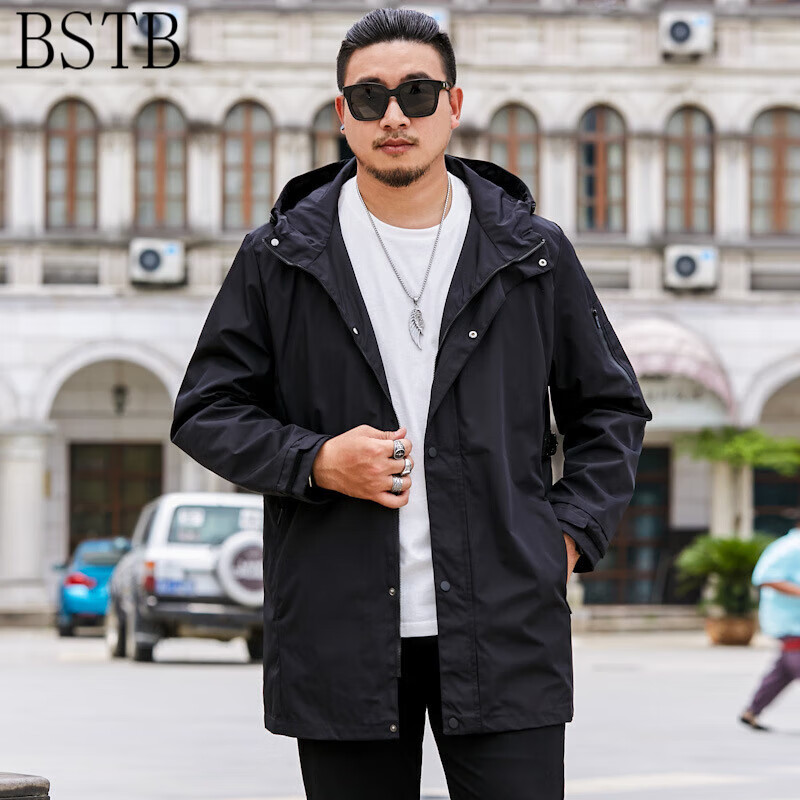 bstb【可穿到350斤】超大码大码风衣男胖子中长款加码大加肥潮胖人