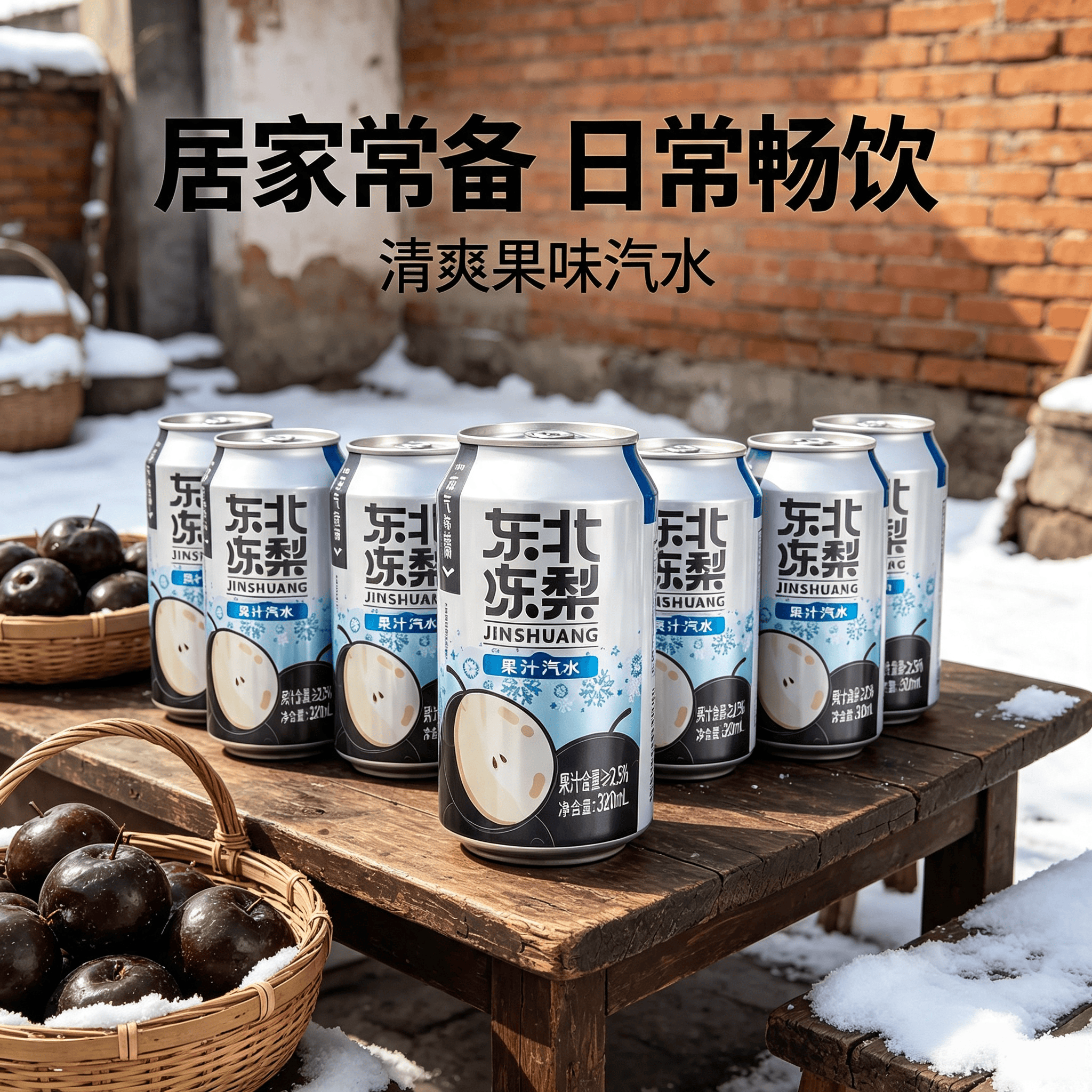 今爽东北冻梨汽水饮料气泡满满碳酸饮料320ml罐装气泡水厂家直发 24罐