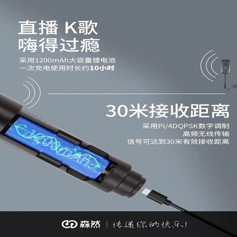森然(Seeknature)U22无线麦克风音箱K歌直播声卡套装网红户外降噪动圈话筒 U22一拖一话筒 森然U22一拖二话筒
