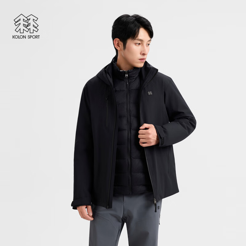 KOLON SPORT/可隆户外冲锋衣 男士KUTITECH羽绒三合一徒步外套