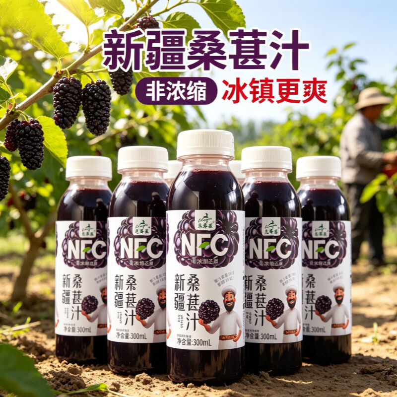 畅乐多恩赛慕桑葚汁纯桑葚原浆nfc果汁饮料新疆特色鲜榨桑葚汁300ml*6瓶 300ml*6瓶 京东折扣/优惠券