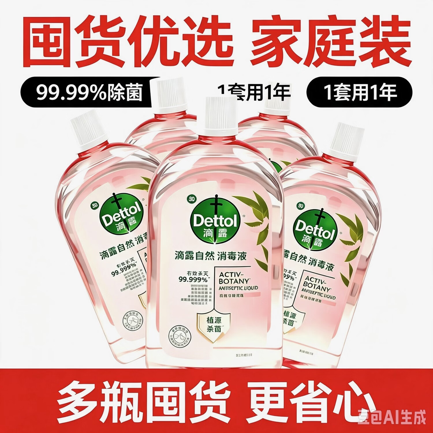 【商超同款】自然香氛消毒液衣物杀菌99.999% 滴露自然香氛消毒水 滴露自然香氛消毒液1L 三瓶