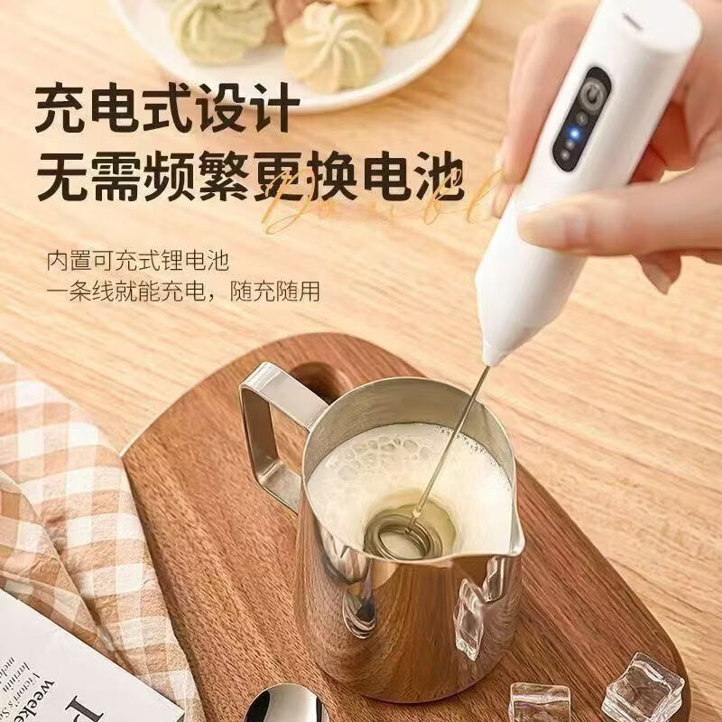 CRHMMFLF无线电动打蛋器大功率家用多功能搅拌器做蛋糕打发鸡蛋清奶油 升级珍珠白【三档调速+快速打发】顶配续航 type-c快充口【升级双簧款】动力