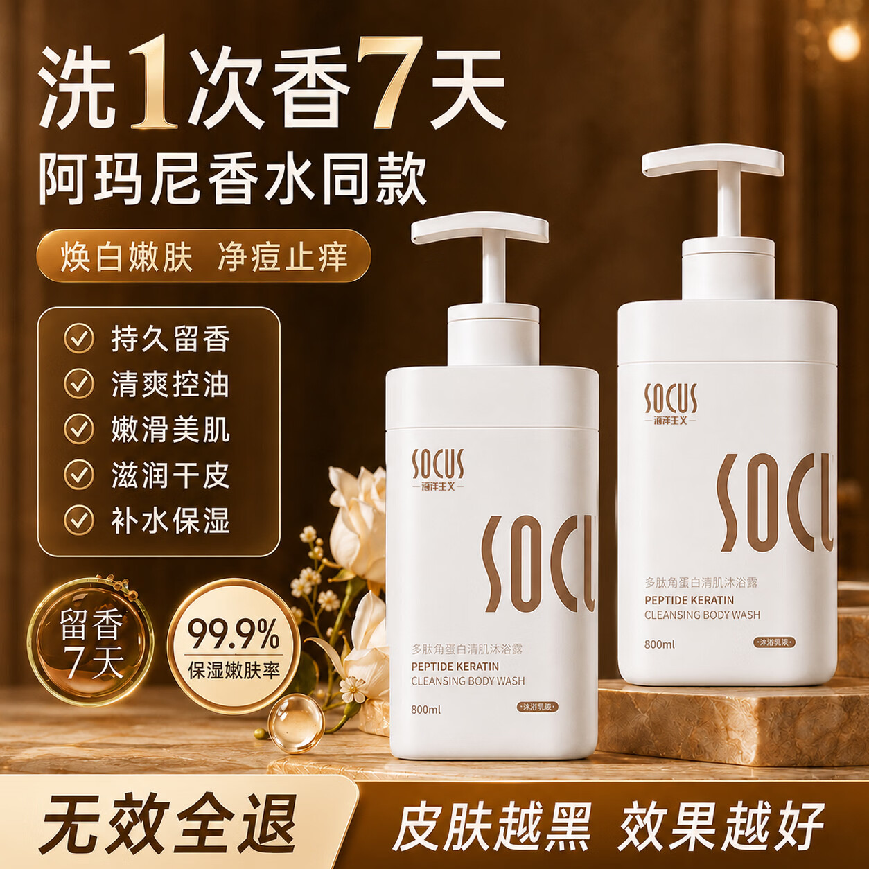 海洋主义沐浴露保湿补水滋润干皮紧致持久留香72小时香氛体男女士专用乳液 【全网爆款】多肽蛋白沐浴露800ml*1