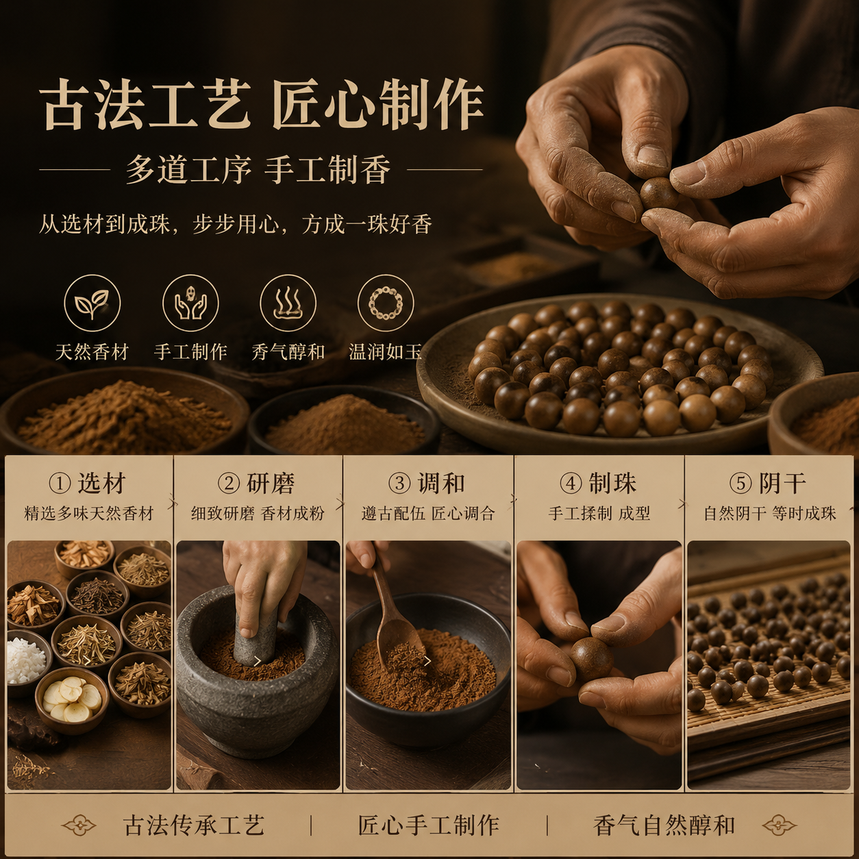 LUXO鹅梨帐中香合香珠手串 古法合香珠男女款药香手串 中香道随身香珠 鹅梨帐中香合香珠手串 15mm 15颗