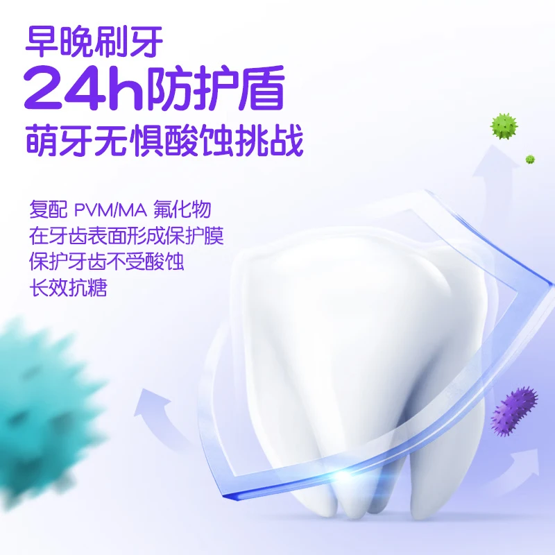 舒客宝贝儿童牙膏抗糖不辣口3-6-12岁防蛀含氟克服龋齿换牙期郭晶晶推荐 抗糖防蛀60g*3+护齿牙膏60g