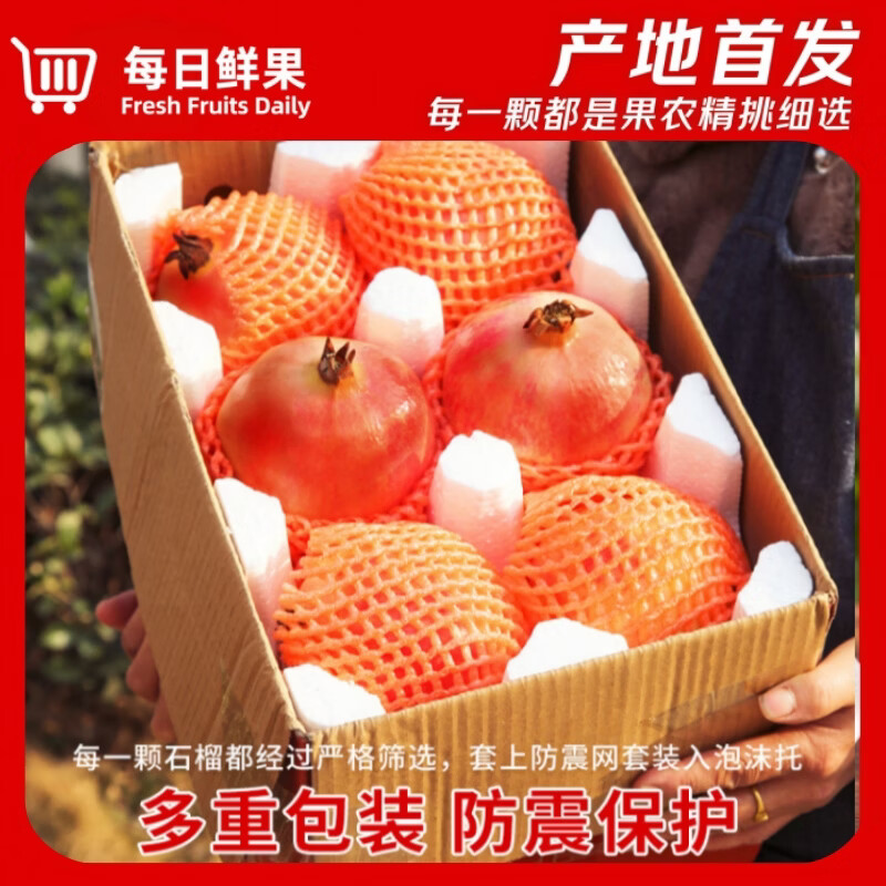 【品质】正宗四川会理突尼斯软籽石榴新鲜直达中秋水果礼品 带箱5斤【大果5-6两】实惠畅销