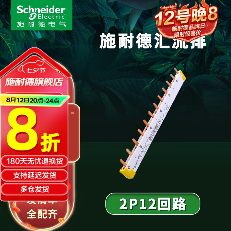 施耐德(Schneider)汇流排 断路器空气开关接线排12-24回路 空开铜排接线端子母排 A9HLP212 2P 12回路