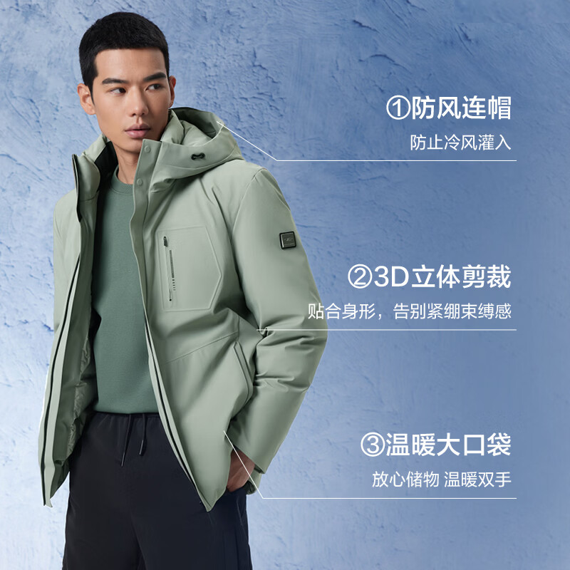 海澜之家三防鹅绒羽绒服男【充绒88-118g】极光系列连帽石墨烯外套男冬季 黑色63 L 175/92A 推荐140-160斤