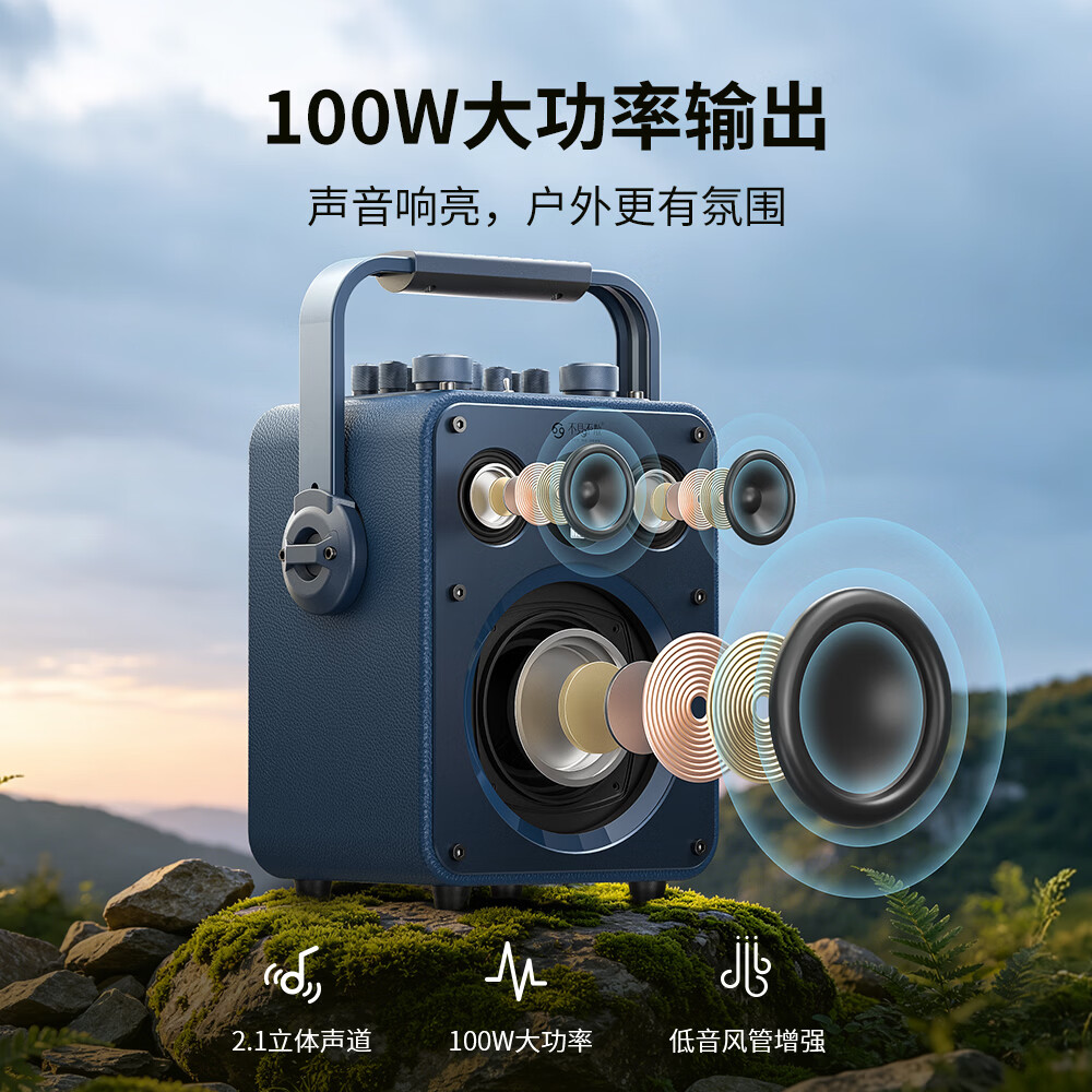 不见不散 流浪者D5Pro升级版音响内置声卡户外专业K歌广场舞手提便携式蓝牙音箱直播套装家庭ktv超重低音炮 D5黑色单麦升级版【OTG直播与内录+送U盘+全套赠品】